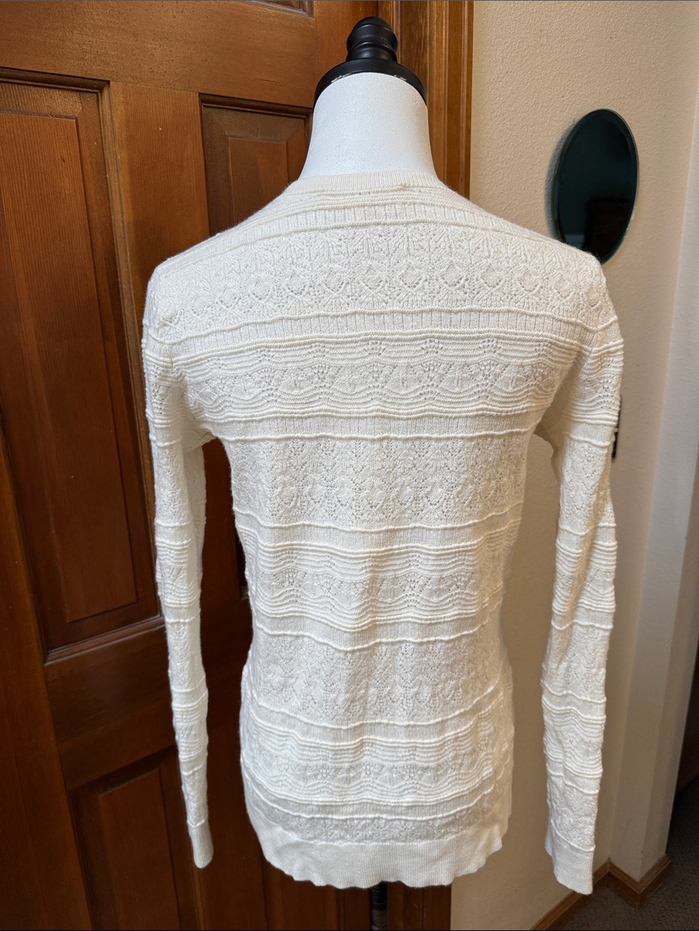 Sezane White Long-Sleeve Textured Henley Sweater Size L - Picture 8 of 9